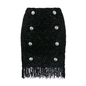 Balmain Fringed Tweed Skirt